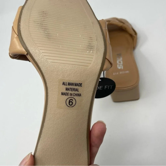 Soda Woven Heeled Backless Braided Square Toe Slip On Block Heel Sandals Sz 6 - Picture 8 of 8